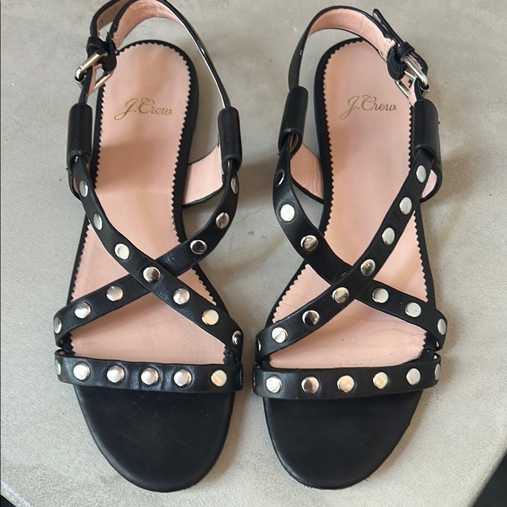 J. Crew Cora Black Sandals with Elegant Straps
